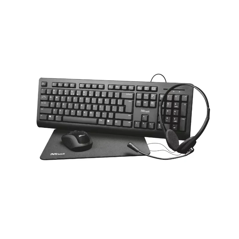 KIT DE TECLADO+MOUSE+PAD+ AUDIFONO TRUST 3.5MM PRIMO