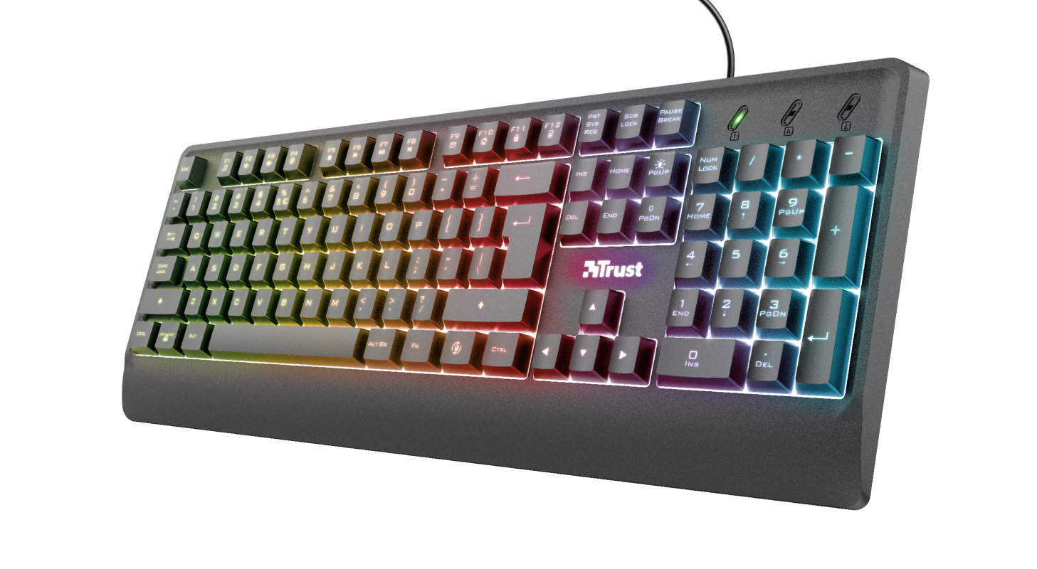 TECLADO TRUST GAMING ZIVA USB NEGRO RAINBOW FULL SIZE MEMBRANA