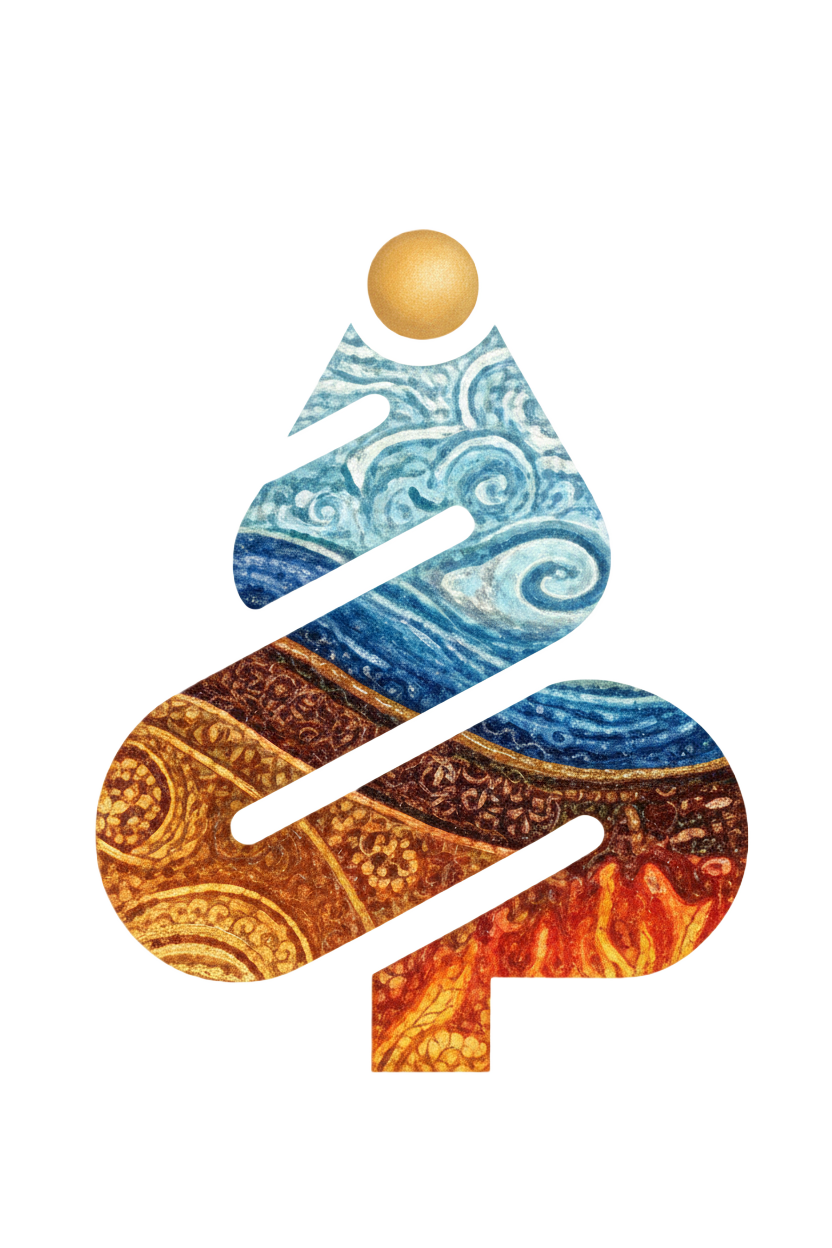 Logo de Silverpine Adventures - Árbol de Silverpine con forma de dragón con 5 elementos