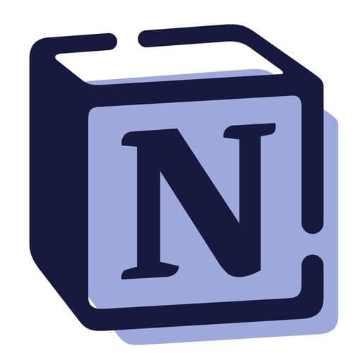 Notion logo featuring a stylized cube with the letter 'N.'