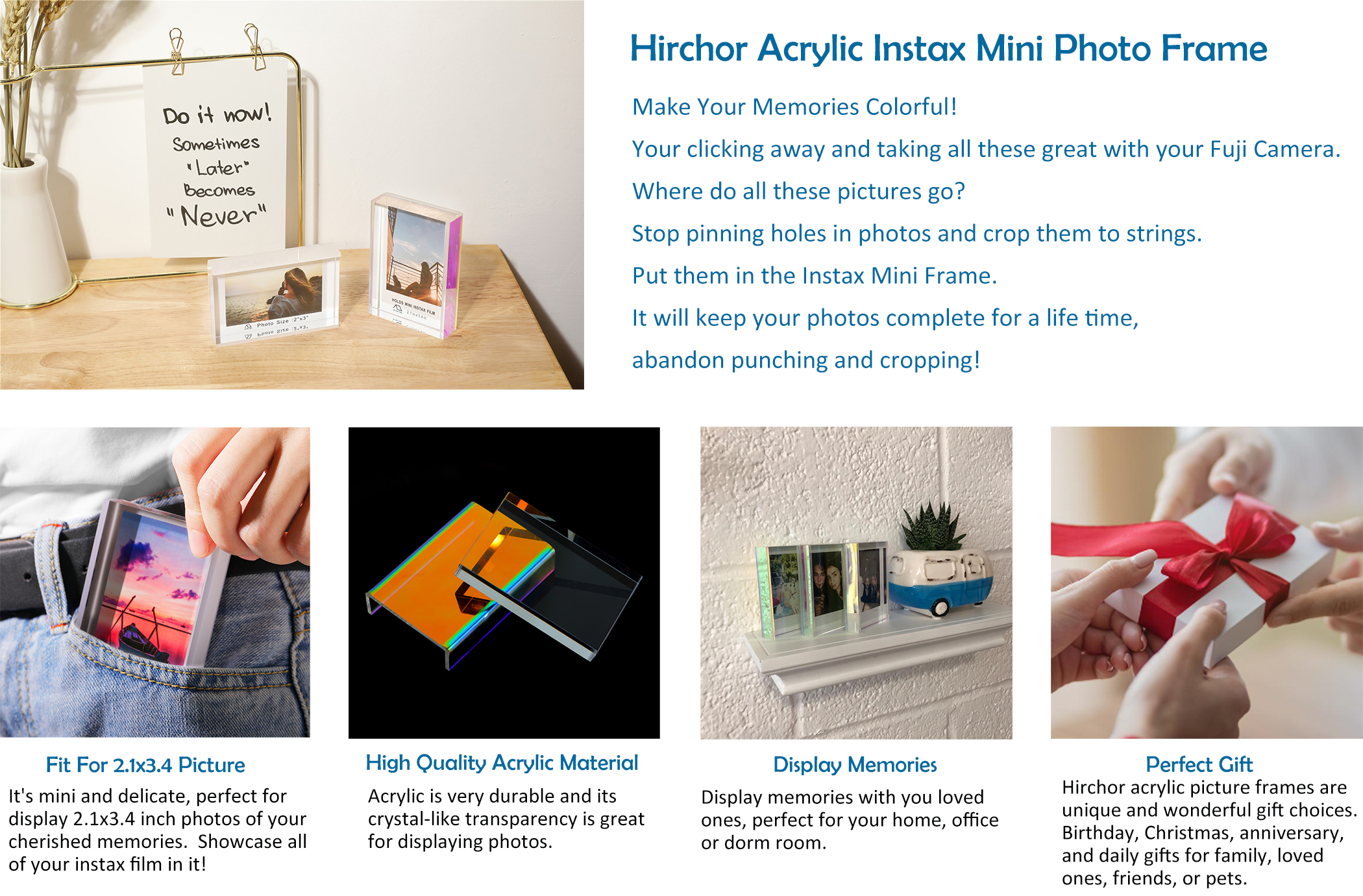  Phattopa Instax Mini Acrylic Picture Frames 2x3