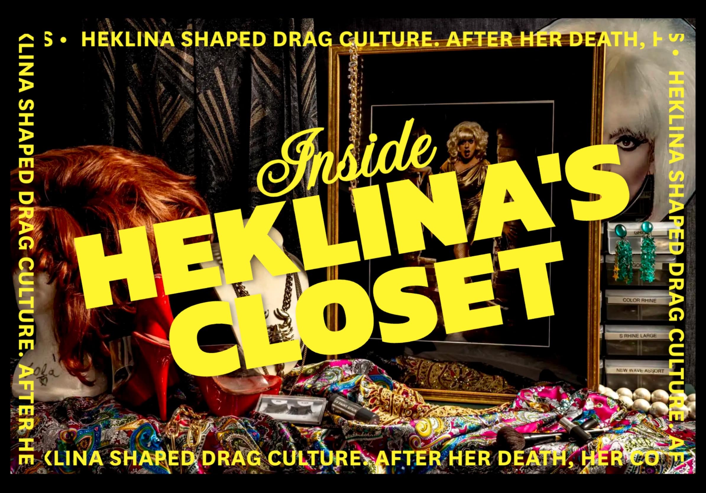 project cover showing the topper design for a story on late drag queen Heklina's closet