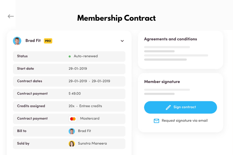 Digital contracts from Virtuagym yoga studio software