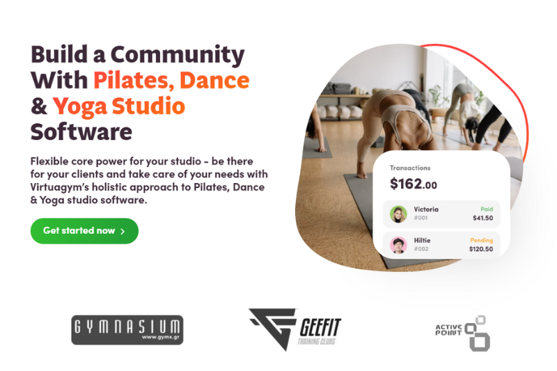 screenshot of virtuagyms yoga studio software