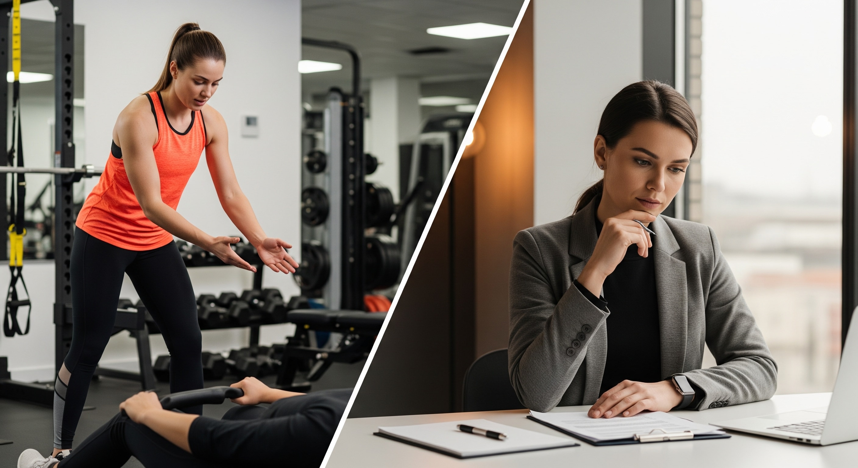 Frau ist Trainerin und Managerin dank Virtuagym