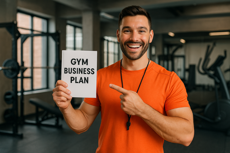 Trainer with gym business plan highlighting mission statement, executive summary.