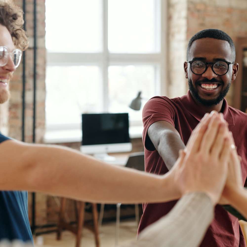 employees at the office together