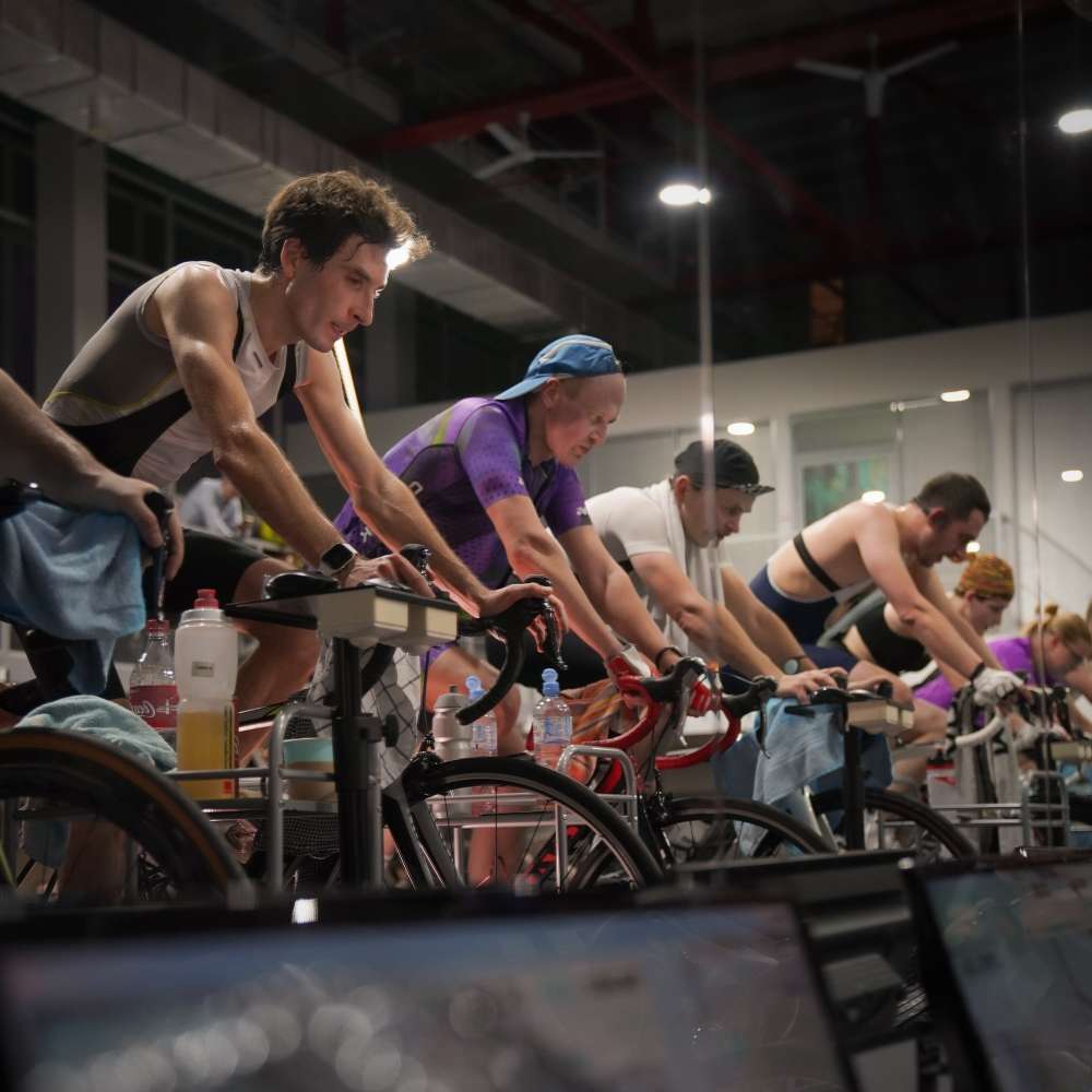 indoor cycling group class