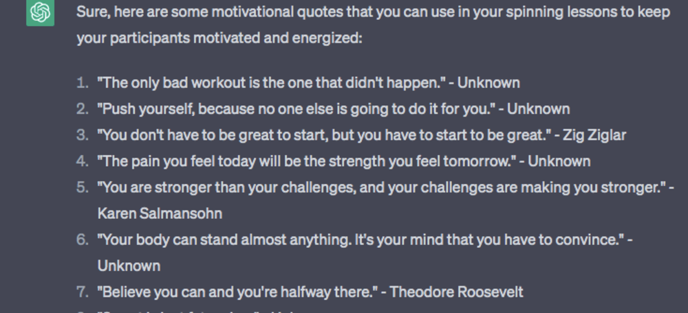 ChatGPT motivation quotes