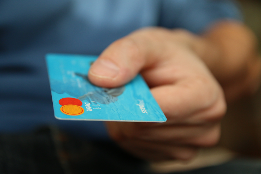 Credit card as a payment method for purchasing a service or product.