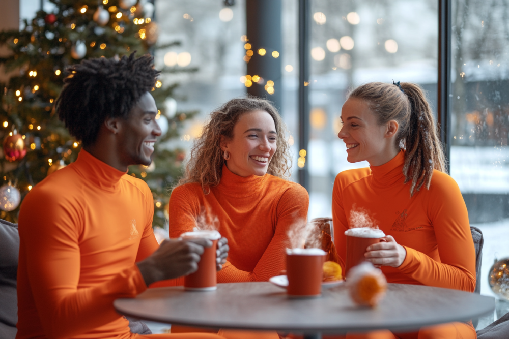 People sharing a cafe in cold days to stay warm