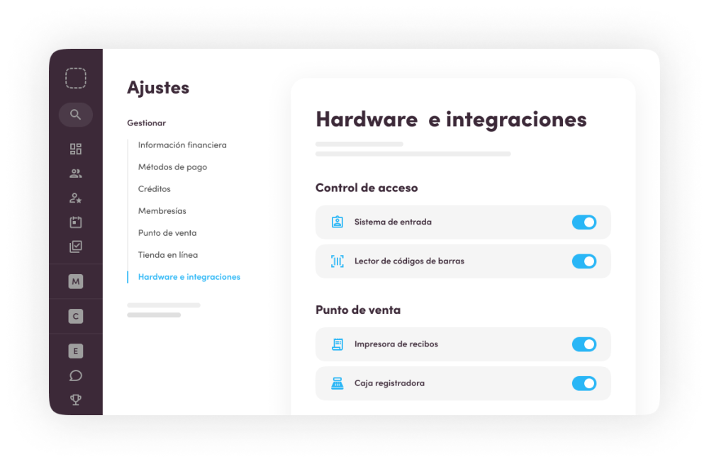 Integraciones con software y hardware externo fácil de usar