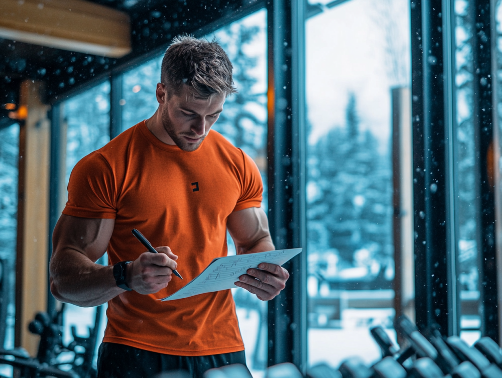 Personal trainer preparing the winter workouts for his clients