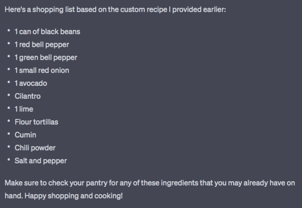 Prompt recipes by ChatGPT