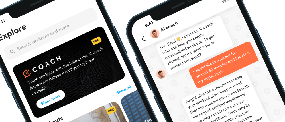 ai powered apps: screenshot of the AI coach by Virtuagym: