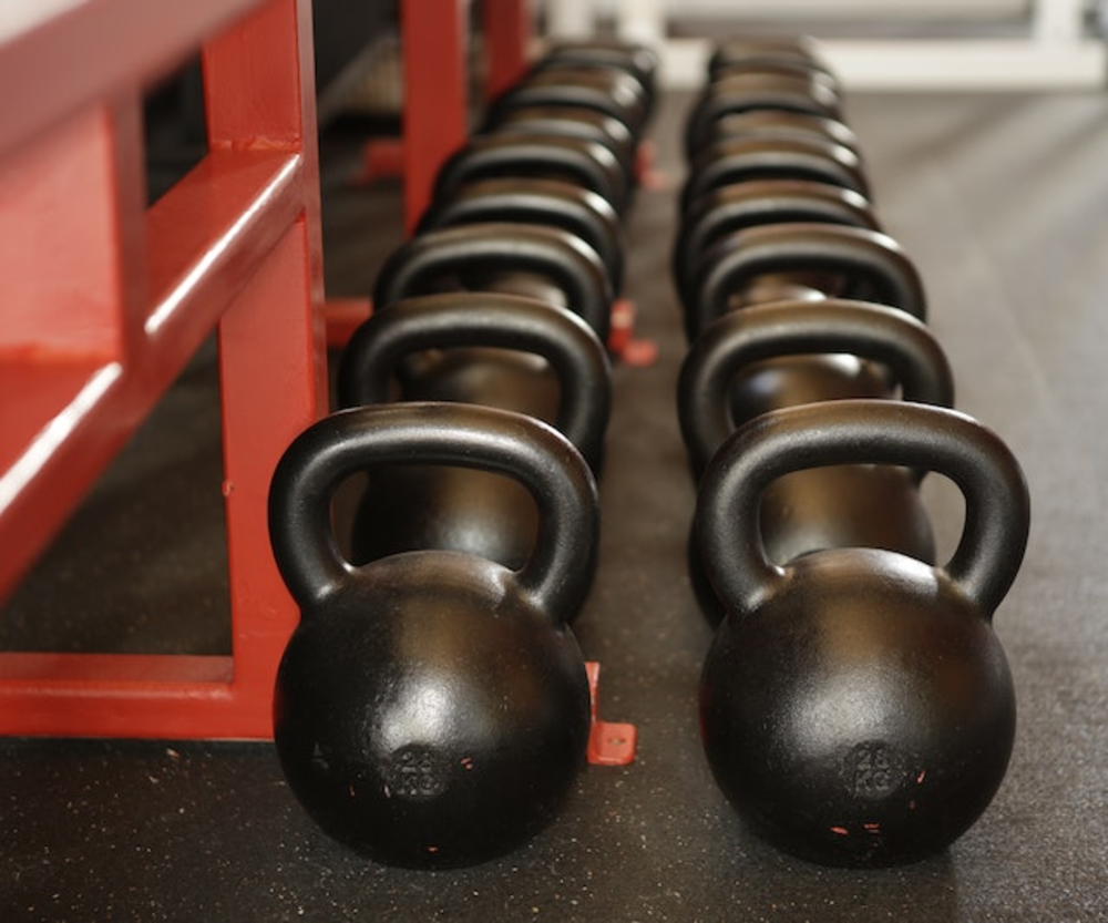 Dumbbells in the gym