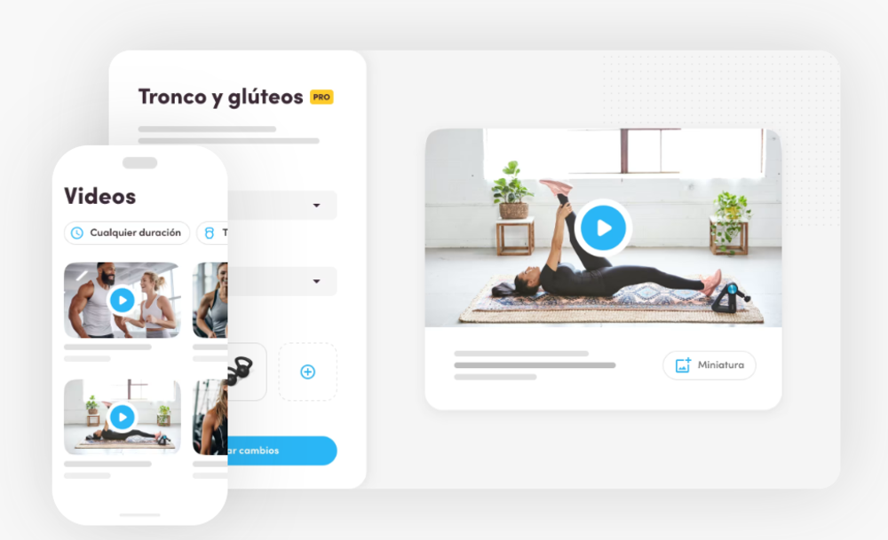 Funciones de programación de videos bajo demanda para empresas y negocios como estudios de yoga en línea
