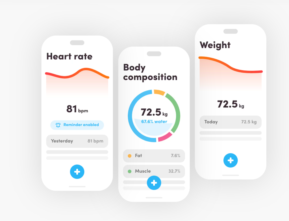 Pantalla de una aplicación fitness que muestra un gráfico del progreso del entrenamiento de un usuario a lo largo del tiempo, con puntos de datos y tendencias.
