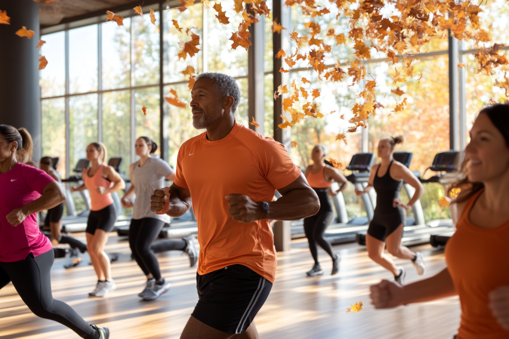 Entrenador personal hace una serie de un ejercicio con su cuerpo