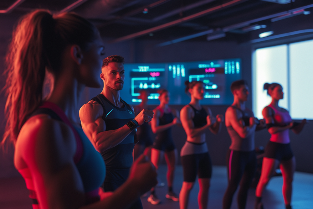 Gym goers of different fitness levels accepting a new fitness challenge