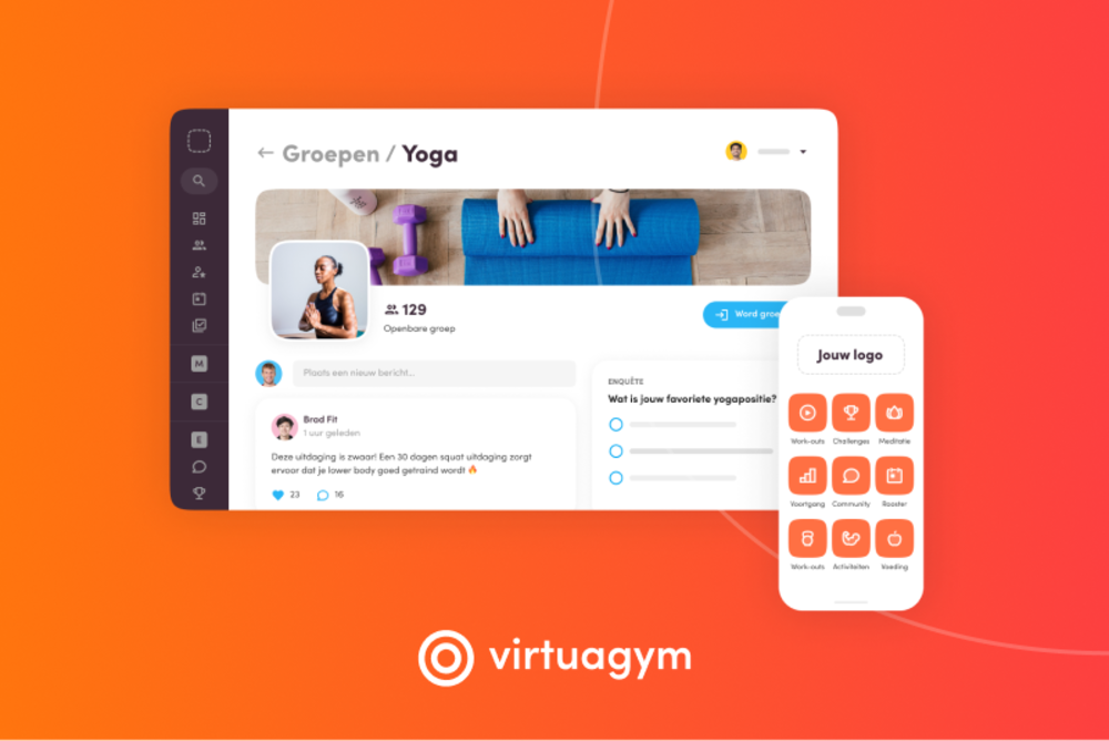 Screenshot from Virtuagym app with yoga group training overview