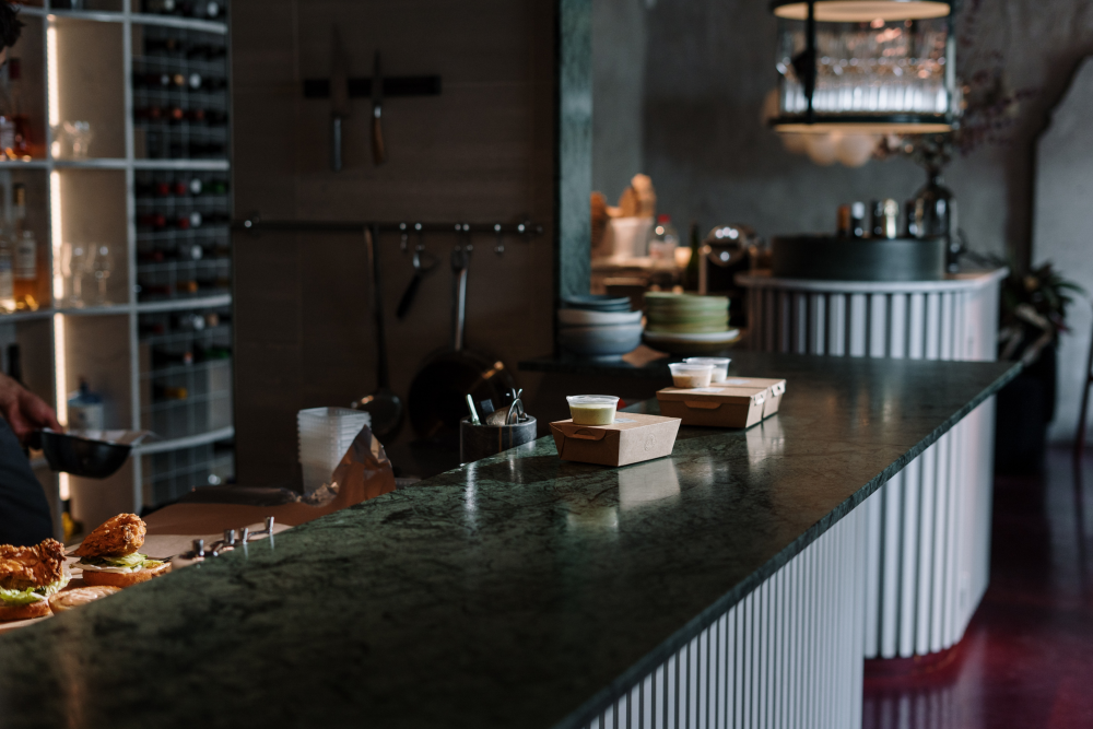 Juice bar desk in gym