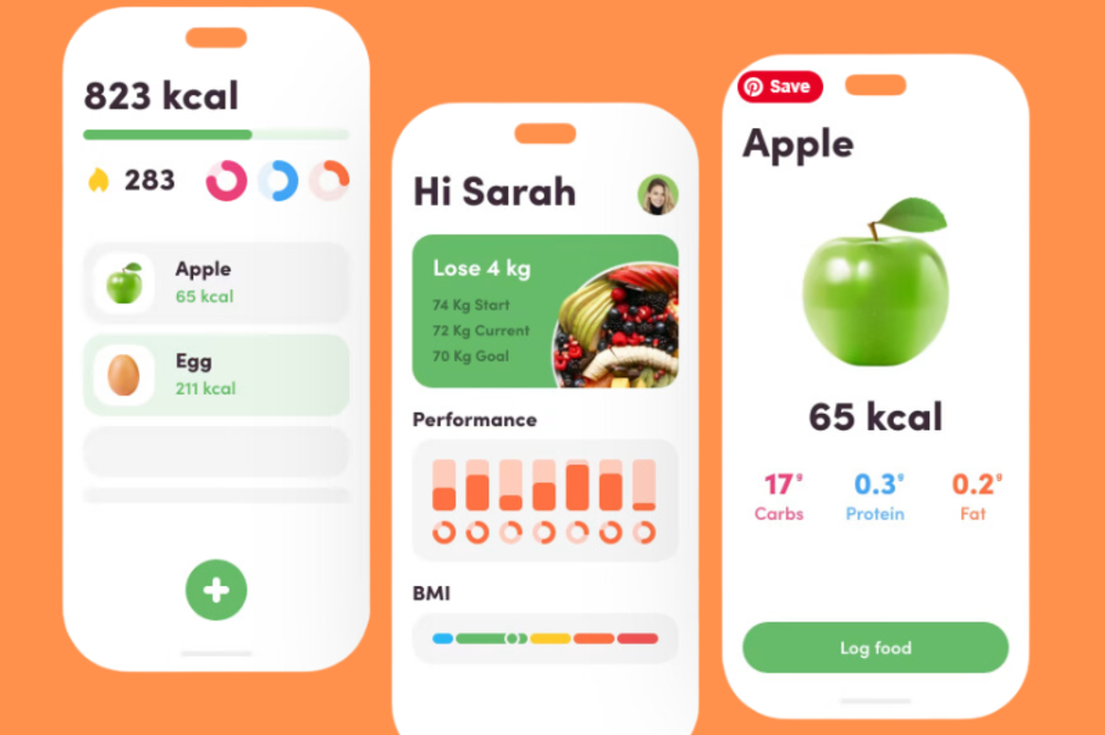 snapshots of virtuagym nutriton app