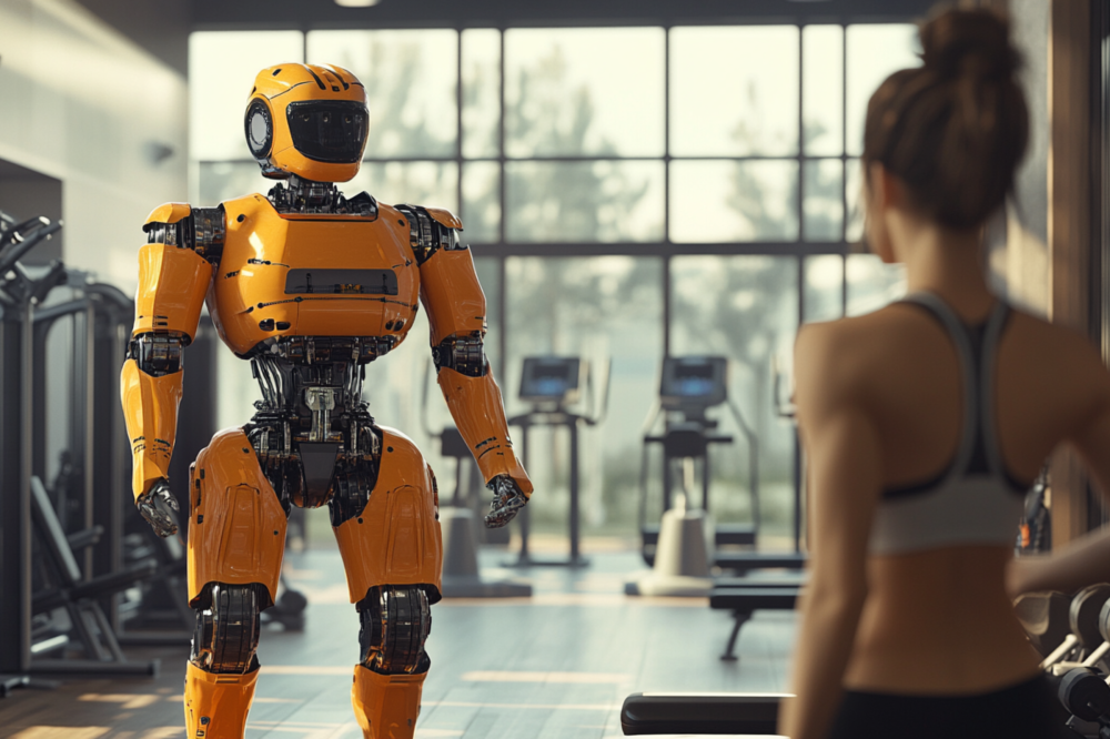 Cliënt die high intensity interval training (HIIT) uitvoert, ondersteund door technologie voor nauwkeurige intervalbegeleiding.