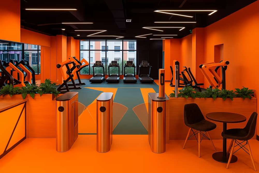 Eintritt in Fitnesstudio durch Tore