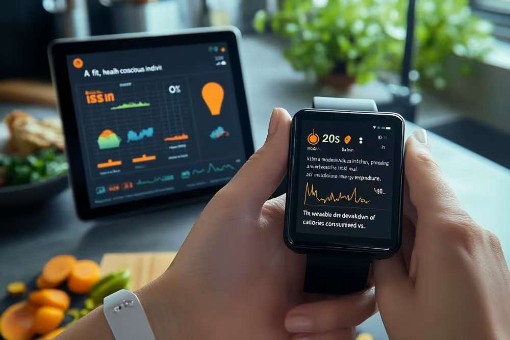 A person checking his wearable fitness tracker