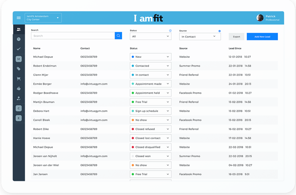 lead management software personal training trainer studio pt mangement