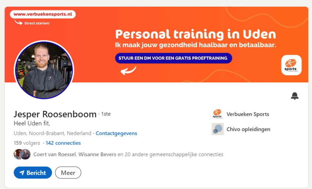 screenshot LinkedIn personal trainer profiel