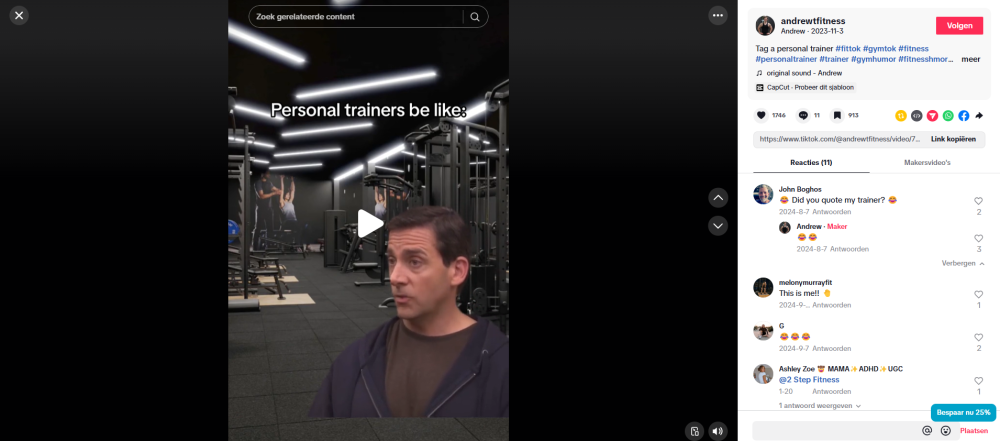 personal trainers be like TikTok grappig funny fitness inspiratie screenshot