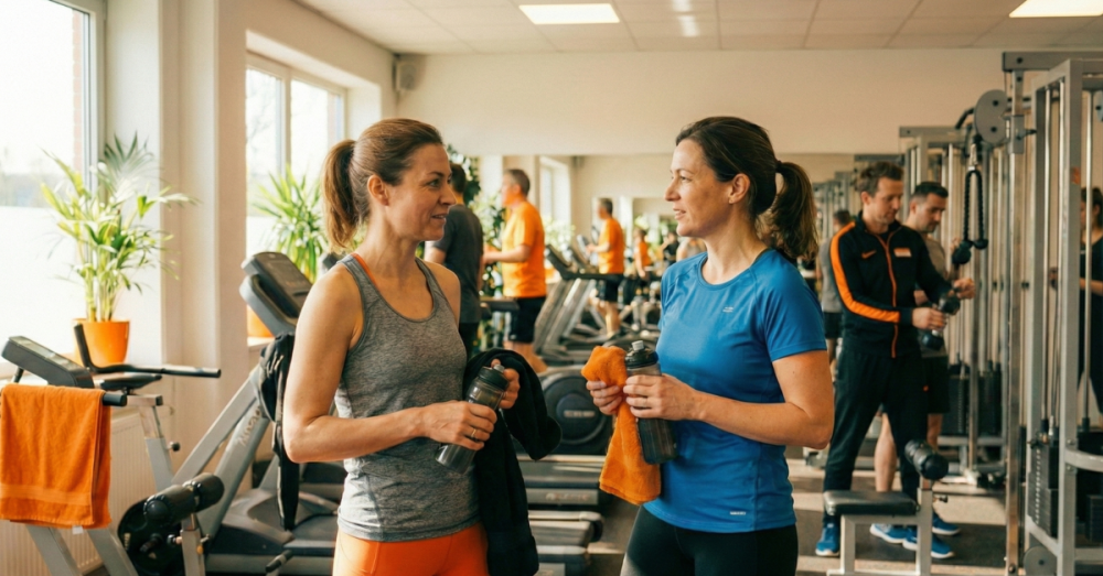 thwo friends at a gym