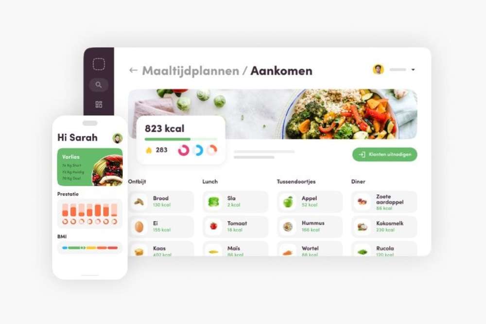 Voedingssoftware van Virtuagym dashboard