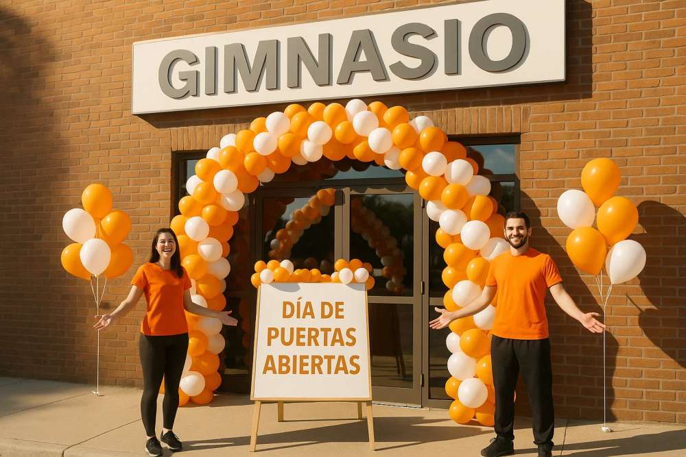 Entrenadores en un club ofreciendo información sobre una promoción nueva para hacer ejercicio