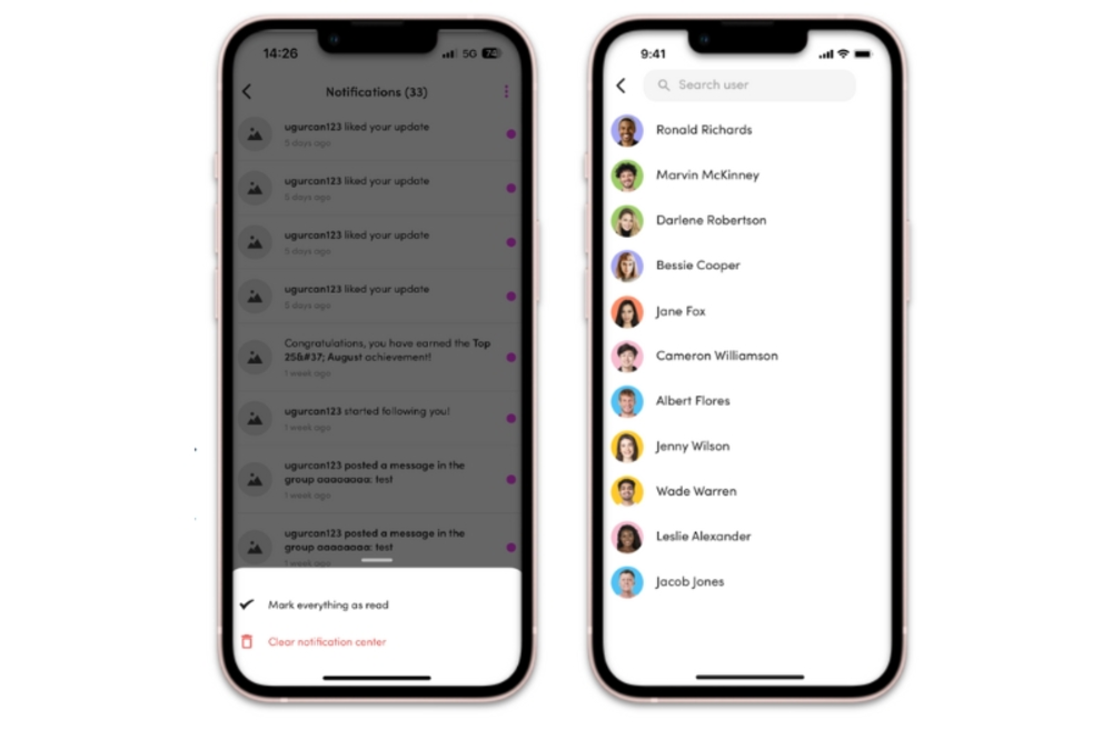 2 screenshots from Virtuagym app overview