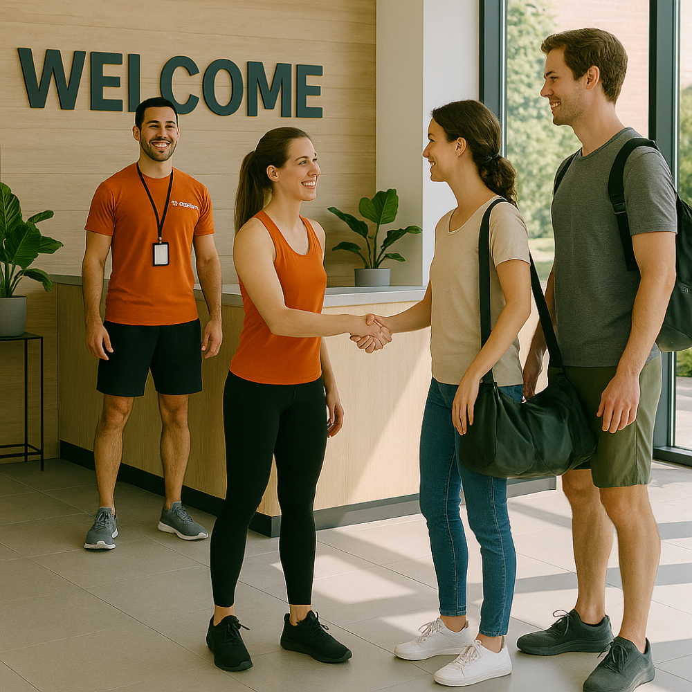 A member accessing to the fitness facility ensuring member satisfaction