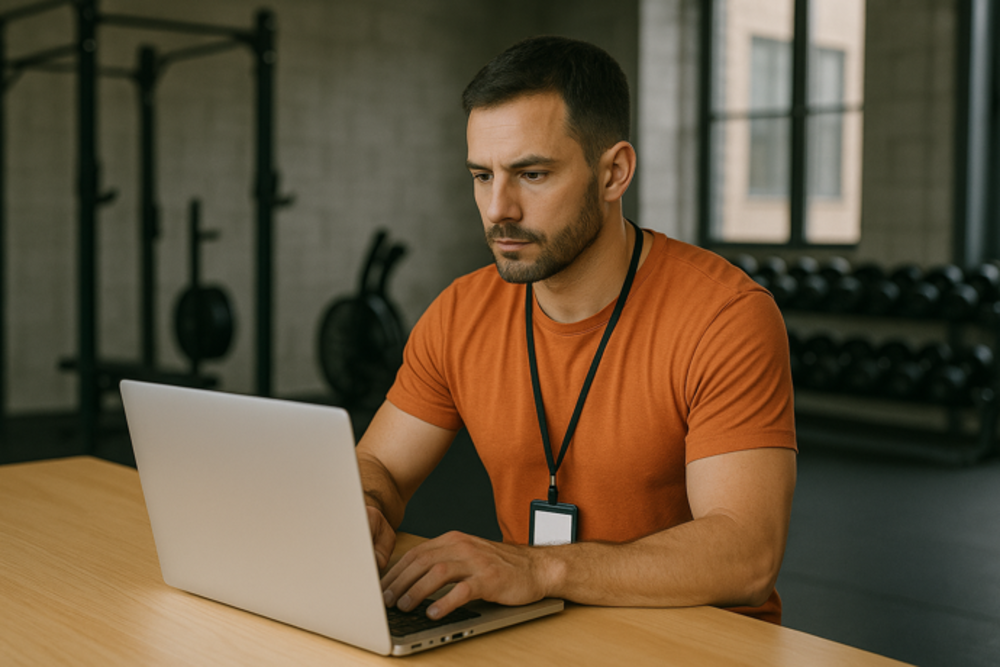 Gym owner putting together the gym operations with a gym management software