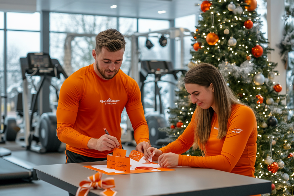 Two gym owners write a Christmas card