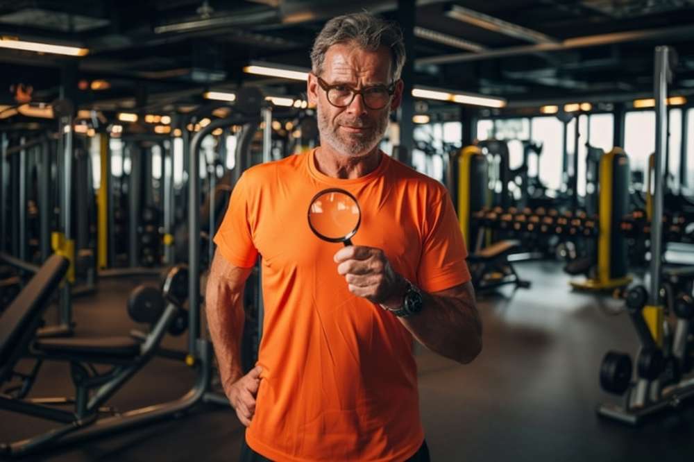 Personal trainer in a gym motivating members to achieve their fitness goals