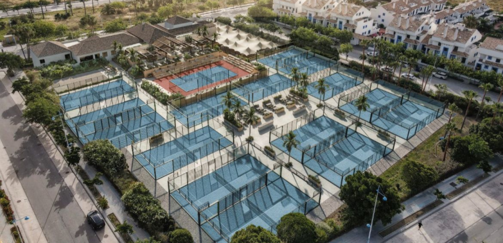 Outdoor area of premium fitness spaces at health clubs with organised workout zones