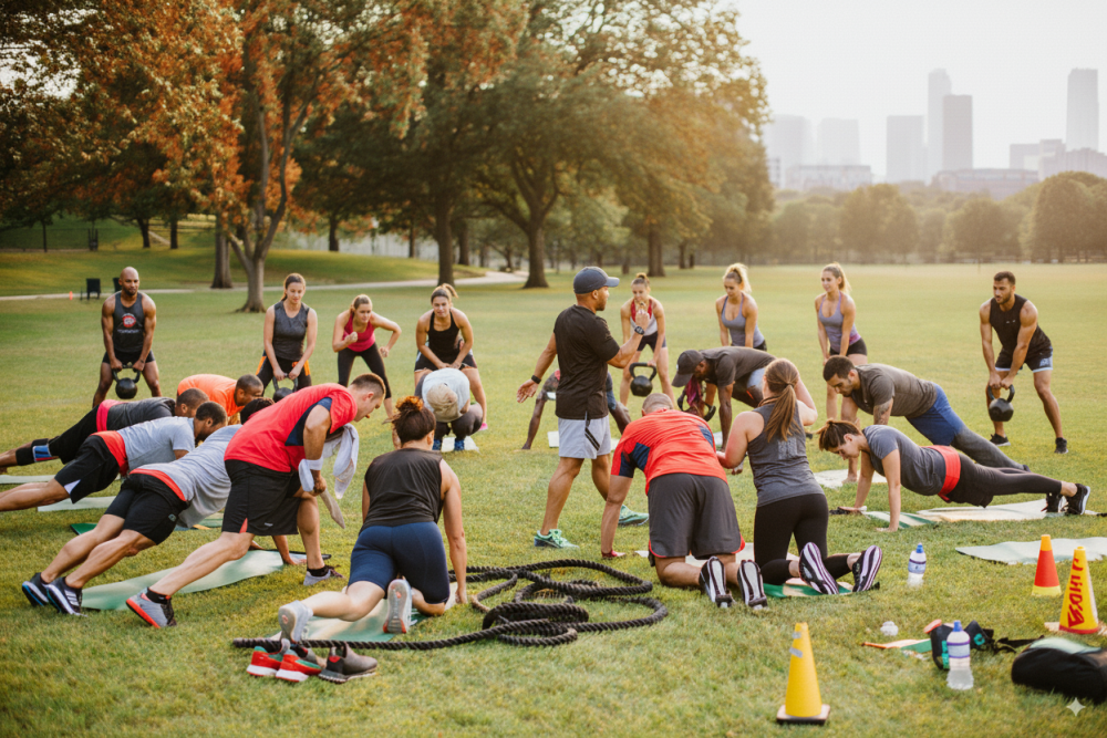 Outdoor Training im Park auch um Herbst und Winter stattfinden lassen