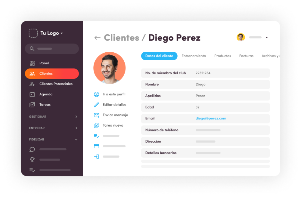 Acceso al panel de administracion del software para gimnasios