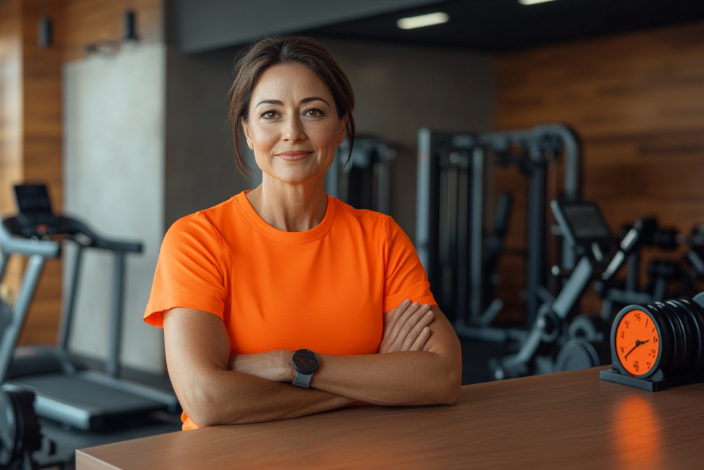 A fitness studio owner welcoming new members