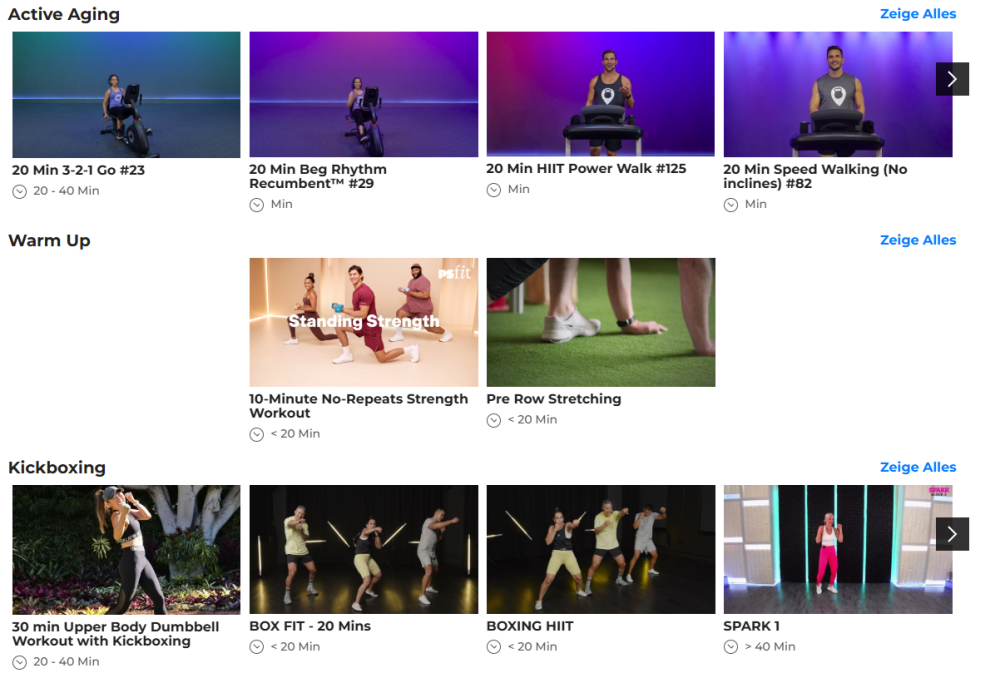 Übungsbibliothek Video Auswahl