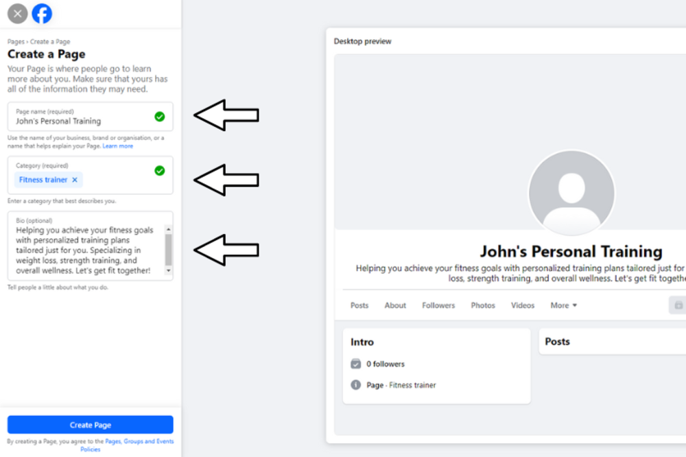 A screenshot of John&rsquo;s personal training page on Facebook