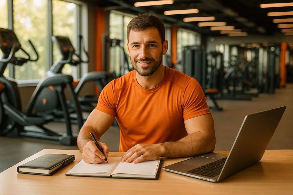 Profesional con la gestión de clases y calendario de actividad física y deporte