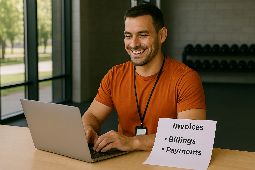 A gym owner getting financial stability by using an automated billing and payment processing
