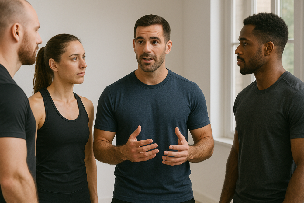 entrenadores personales en el gimnasio creando planes de entrenamiento personalizados para clientes